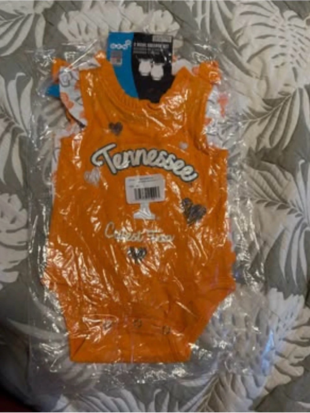 NWT Tennessee Baby Girls' Orange & White One-Piece Bodysuit Set - Cutest Fan